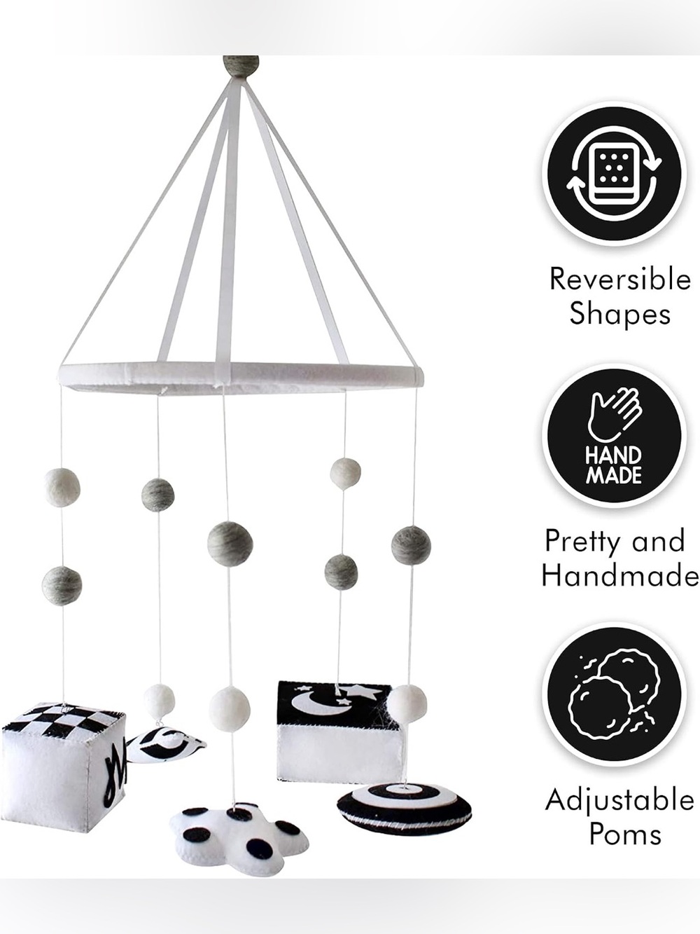 MILK+HONEYS Reversible Baby Brain & Visual Development Mobile | Newborn Toy